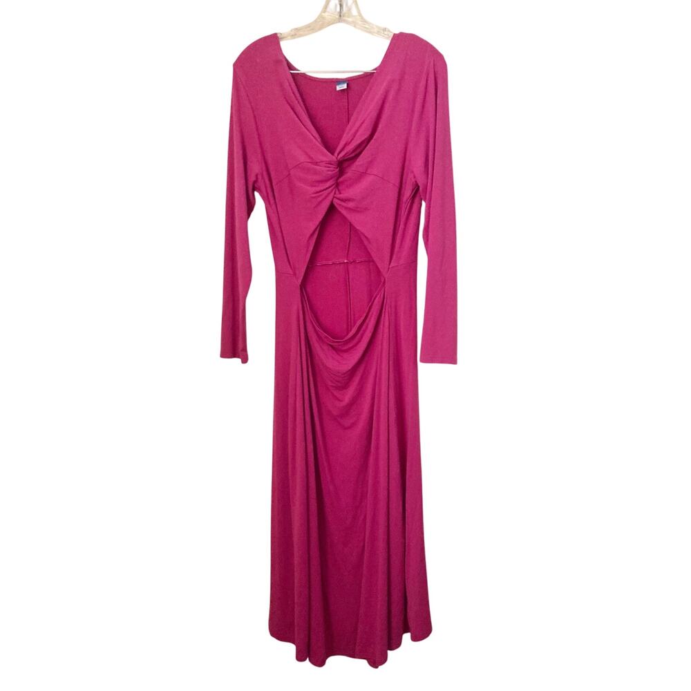 Old Navy Women's Maxi Dress Size XL Cut Out Waist Raspberry Tart Pink